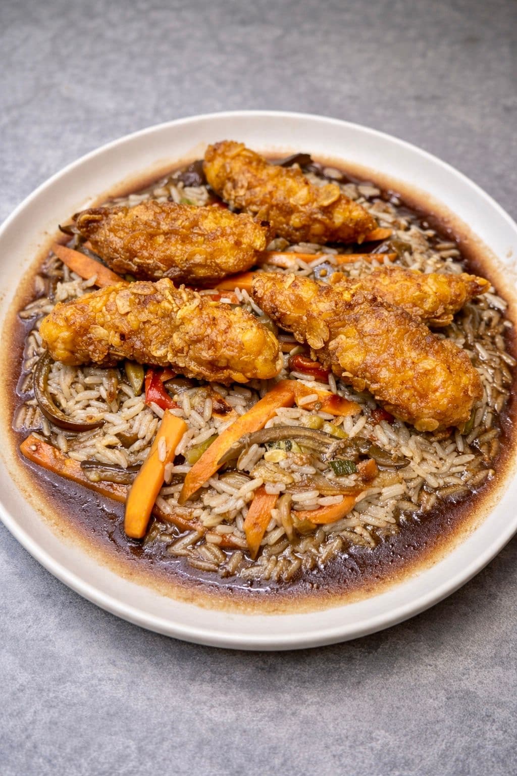 Wok de pollo con arroz