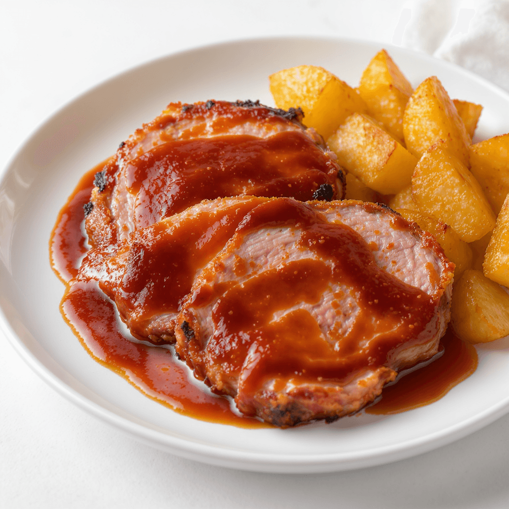 Bondiola BBQ con papas rústicas