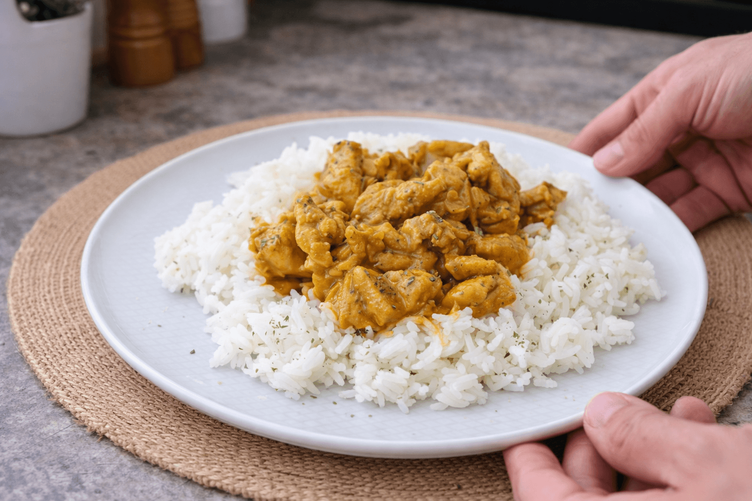 Pollo al curry con arroz