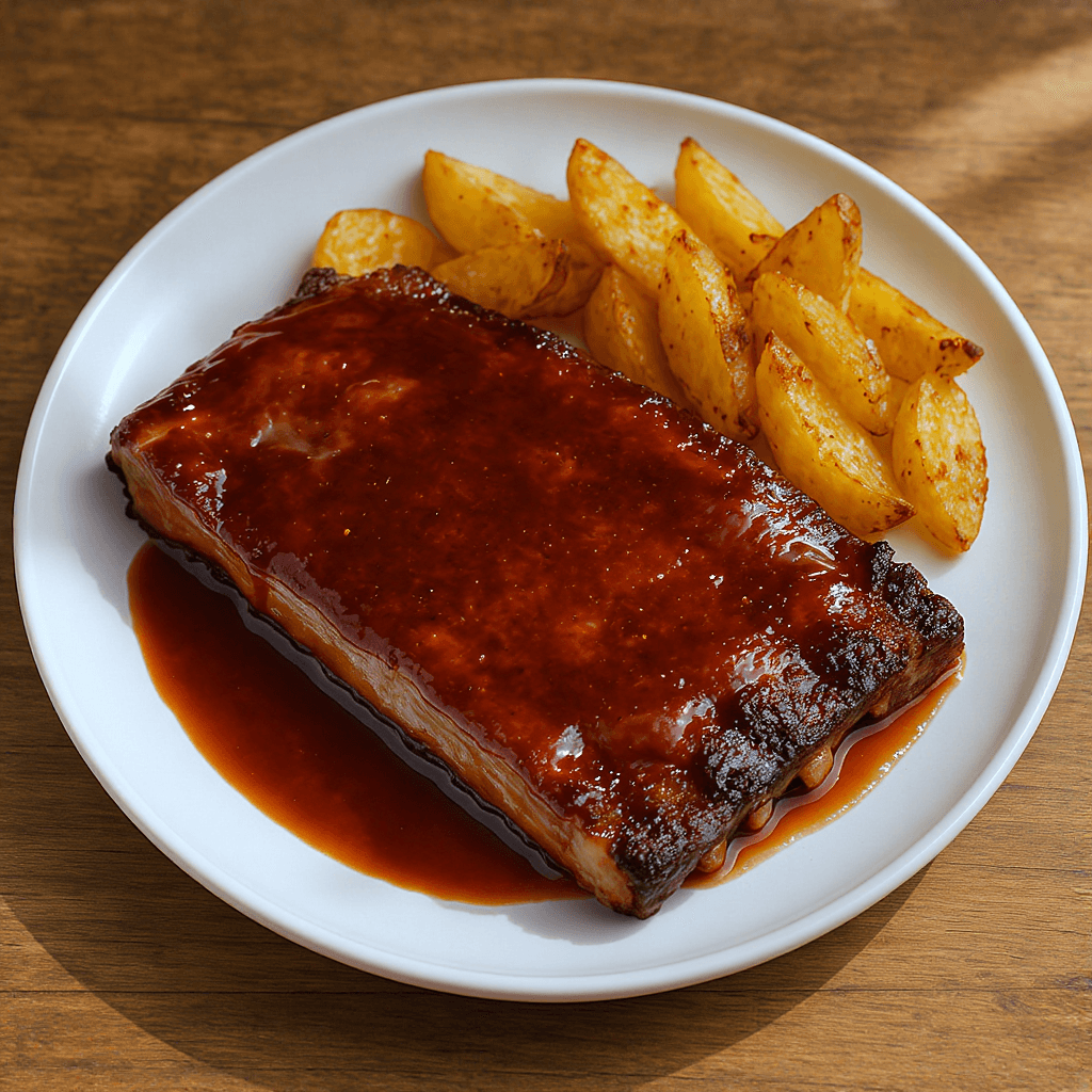 Ribs BBQ con papas rústicas